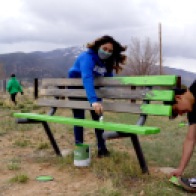 Park Benches get a fun bright new coat of paint, photo by Claire Coté